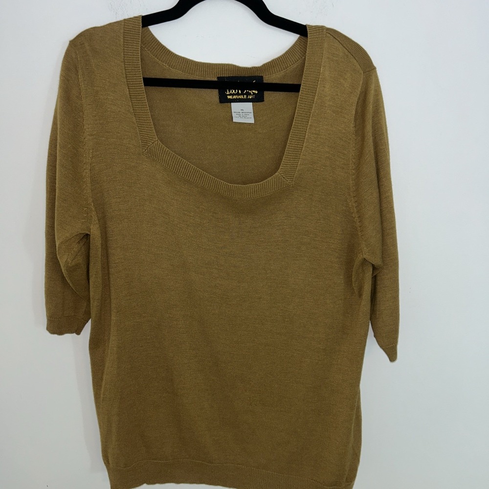 Bob Mackie Wearable Art Women's Pullover Sweater S XL Short Sleeve 70% Silk